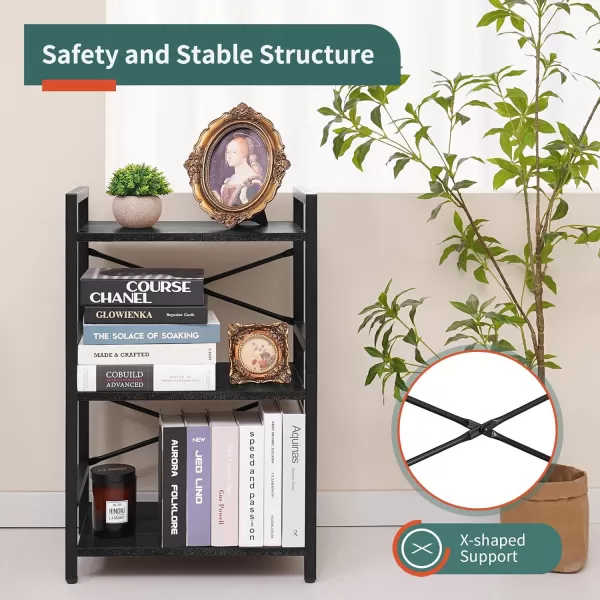 Yoobure 4 Tier Bookshelf  Small Book Shelf Industrial Bookcase Narrow Book Case Book Storage Organizer for CDMovieBook Bookshelves for Bedroom Office Living Room Berry BrownBlack