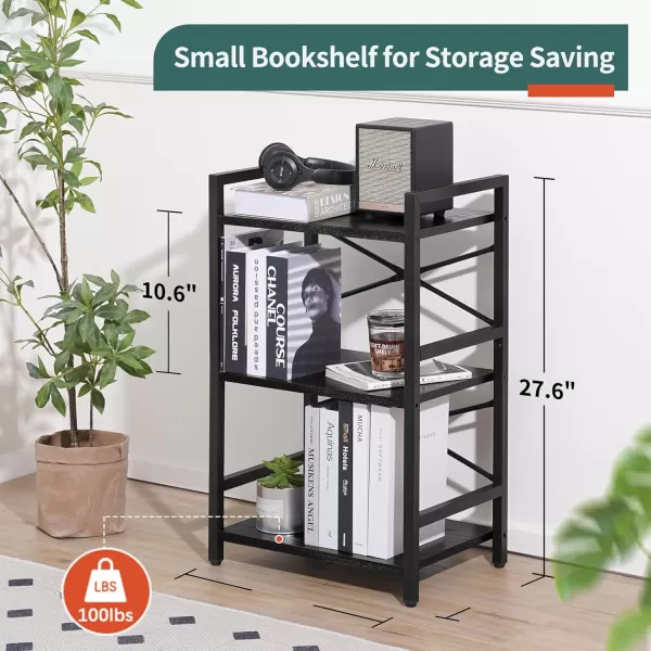 Yoobure 4 Tier Bookshelf  Small Book Shelf Industrial Bookcase Narrow Book Case Book Storage Organizer for CDMovieBook Bookshelves for Bedroom Office Living Room Berry BrownBlack