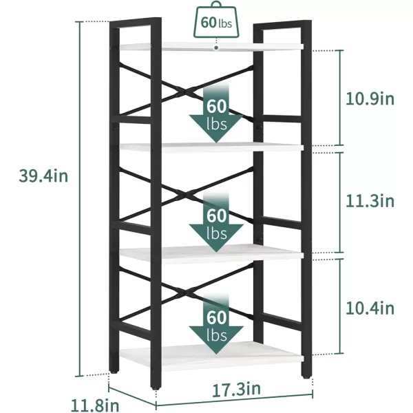 Yoobure 4 Tier Bookshelf  Small Book Shelf Industrial Bookcase Narrow Book Case Book Storage Organizer for CDMovieBook Bookshelves for Bedroom Office Living Room Berry BrownWhite