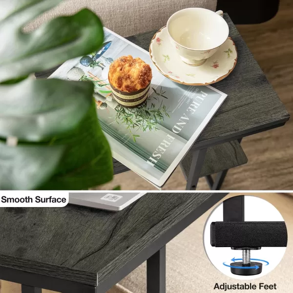 Yoobure C Shaped EndSide Table for Couch and Bed Small Spaces Living Room Bedroom Rustic Snack TableCharcoal Gray