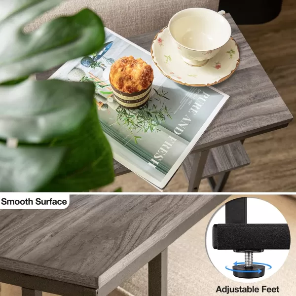 Yoobure C Table End Table Set of 2 Side Tables Living Room C Shaped Side Table Couch Tables That Slide Under Couch Table with Metal Frame Rustic Snack Table for BedroomSmall Spaces Large DesktopGreige
