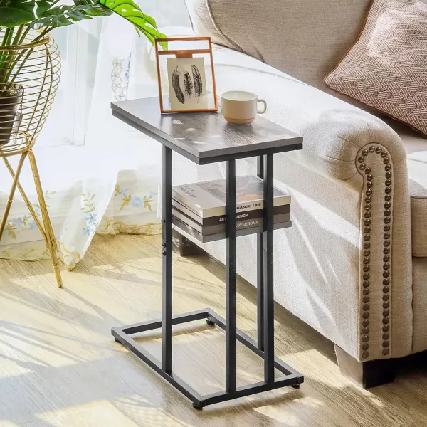 Yoobure C Table End Table Set of 2 Side Tables Living Room C Shaped Side Table Couch Tables That Slide Under Couch Table with Metal Frame Rustic Snack Table for BedroomSmall Spaces Large DesktopGreige