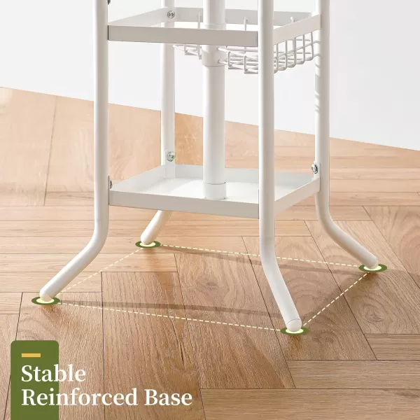 Yoobure Coat Rack Freestanding Coat Tree with Umbrella Holder Metal Coat Rack Stand with 12 Hooks Modern Coat Hanger Stand for Entryway Purse Rack Hat Rack Stand for Living Room Bedroom OfficeWhite