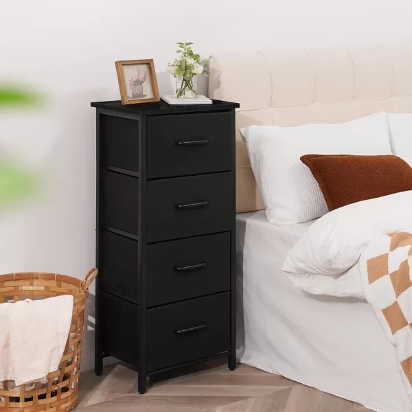 Yoobure Dresser with 4 Storage Drawers Tall Fabric Drawer Organizer Unit for Bedroom Small Dressers ampamp Chests of Drawers Vertical Dressers Storage Tower Closet Living Room Hallway EntrywayBlack