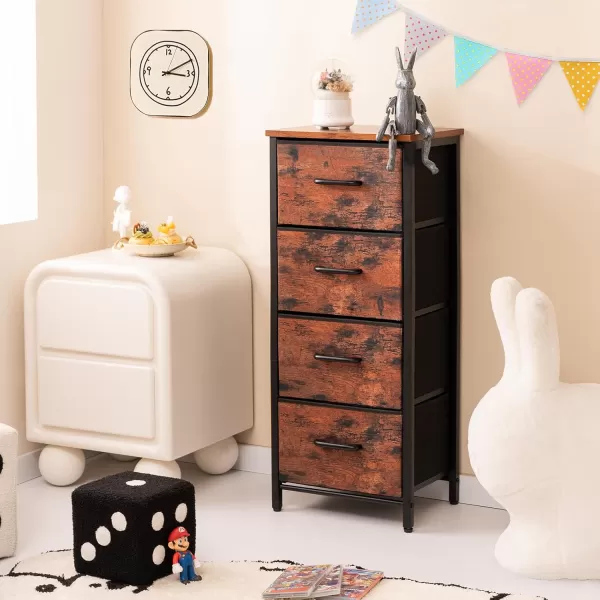 Yoobure Dresser with 4 Storage Drawers Tall Fabric Drawer Organizer Unit for Bedroom Small Dressers ampamp Chests of Drawers Vertical Dressers Storage Tower Closet Living Room Hallway EntrywayBerry Brown