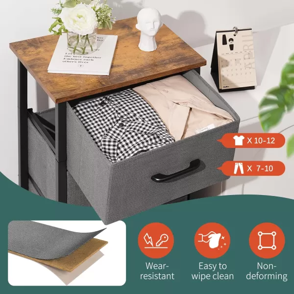 Yoobure Dresser with 4 Storage Drawers Tall Fabric Drawer Organizer Unit for Bedroom Small Dressers ampamp Chests of Drawers Vertical Dressers Storage Tower Closet Living Room Hallway EntrywayGray  Autumn Brown