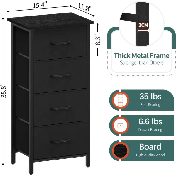 Yoobure Dresser with 4 Storage Drawers Tall Fabric Drawer Organizer Unit for Bedroom Small Dressers ampamp Chests of Drawers Vertical Dressers Storage Tower Closet Living Room Hallway EntrywayBlack