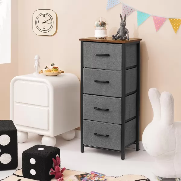 Yoobure Dresser with 4 Storage Drawers Tall Fabric Drawer Organizer Unit for Bedroom Small Dressers ampamp Chests of Drawers Vertical Dressers Storage Tower Closet Living Room Hallway EntrywayGray  Autumn Brown