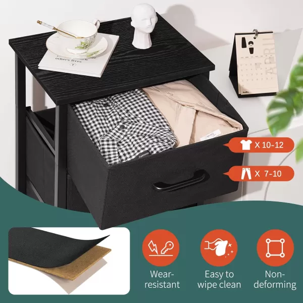 Yoobure Dresser with 4 Storage Drawers Tall Fabric Drawer Organizer Unit for Bedroom Small Dressers ampamp Chests of Drawers Vertical Dressers Storage Tower Closet Living Room Hallway EntrywayBlack