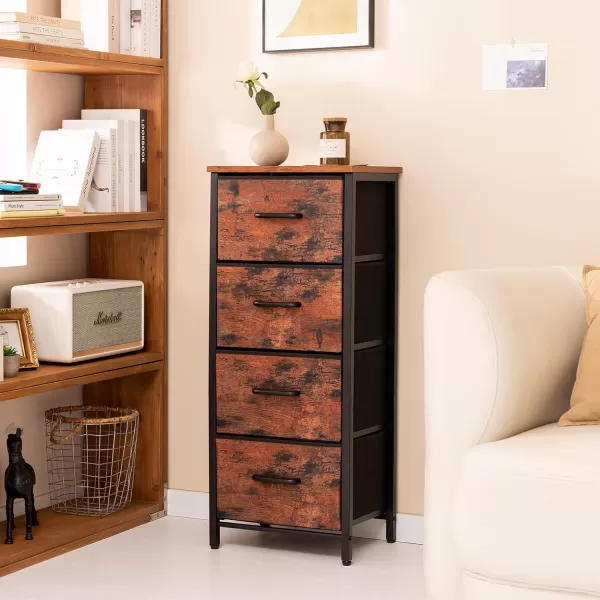 Yoobure Dresser with 4 Storage Drawers Tall Fabric Drawer Organizer Unit for Bedroom Small Dressers ampamp Chests of Drawers Vertical Dressers Storage Tower Closet Living Room Hallway EntrywayBerry Brown