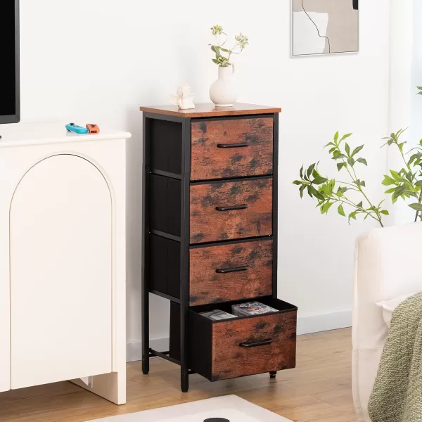 Yoobure Dresser with 4 Storage Drawers Tall Fabric Drawer Organizer Unit for Bedroom Small Dressers ampamp Chests of Drawers Vertical Dressers Storage Tower Closet Living Room Hallway EntrywayBerry Brown