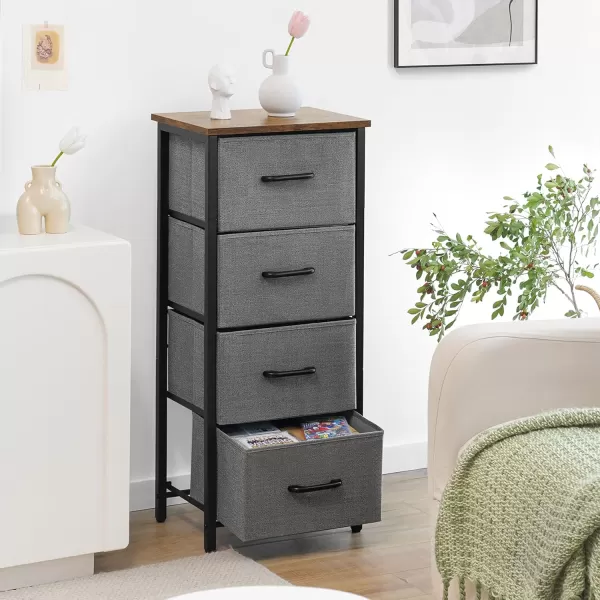 Yoobure Dresser with 4 Storage Drawers Tall Fabric Drawer Organizer Unit for Bedroom Small Dressers ampamp Chests of Drawers Vertical Dressers Storage Tower Closet Living Room Hallway EntrywayGray  Autumn Brown