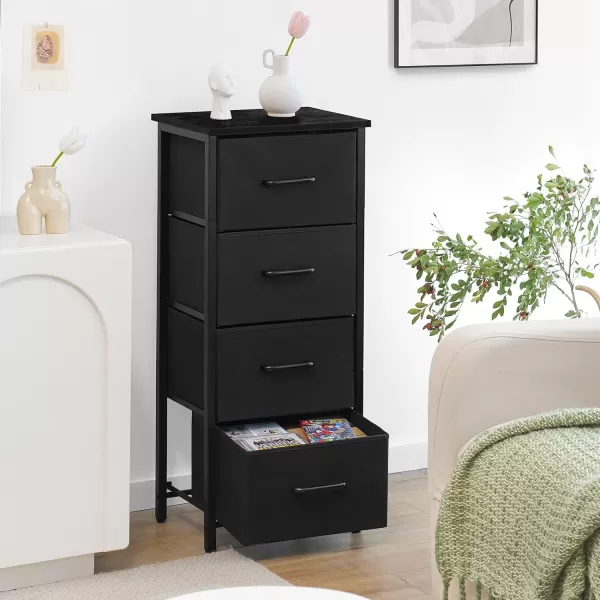 Yoobure Dresser with 4 Storage Drawers Tall Fabric Drawer Organizer Unit for Bedroom Small Dressers ampamp Chests of Drawers Vertical Dressers Storage Tower Closet Living Room Hallway EntrywayBlack