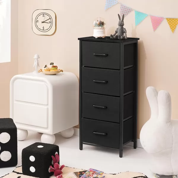 Yoobure Dresser with 4 Storage Drawers Tall Fabric Drawer Organizer Unit for Bedroom Small Dressers ampamp Chests of Drawers Vertical Dressers Storage Tower Closet Living Room Hallway EntrywayBlack