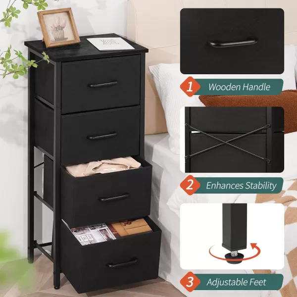 Yoobure Dresser with 4 Storage Drawers Tall Fabric Drawer Organizer Unit for Bedroom Small Dressers ampamp Chests of Drawers Vertical Dressers Storage Tower Closet Living Room Hallway EntrywayBlack