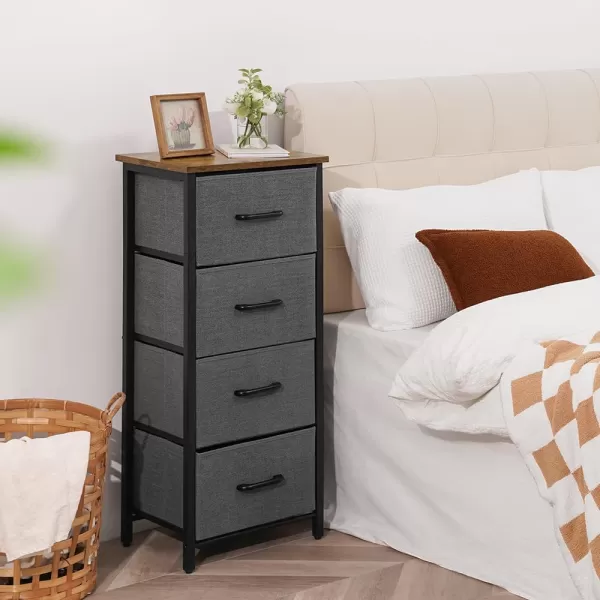 Yoobure Dresser with 4 Storage Drawers Tall Fabric Drawer Organizer Unit for Bedroom Small Dressers ampamp Chests of Drawers Vertical Dressers Storage Tower Closet Living Room Hallway EntrywayGray  Autumn Brown