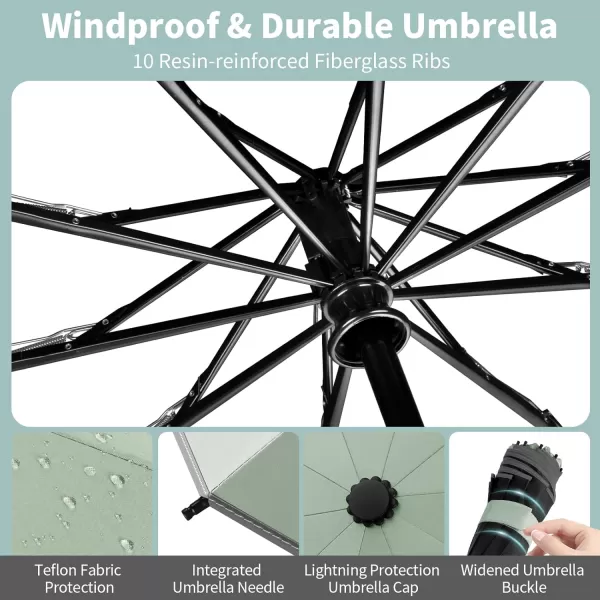 Yoobure Inverted Travel Umbrella Automatic Umbrellas for Rain Windproof Compact Umbrella with Reflective Stripe Folding Sun Umbrella UV Umbrella Portable Large Umbrella for Backpack LightweightMint Green