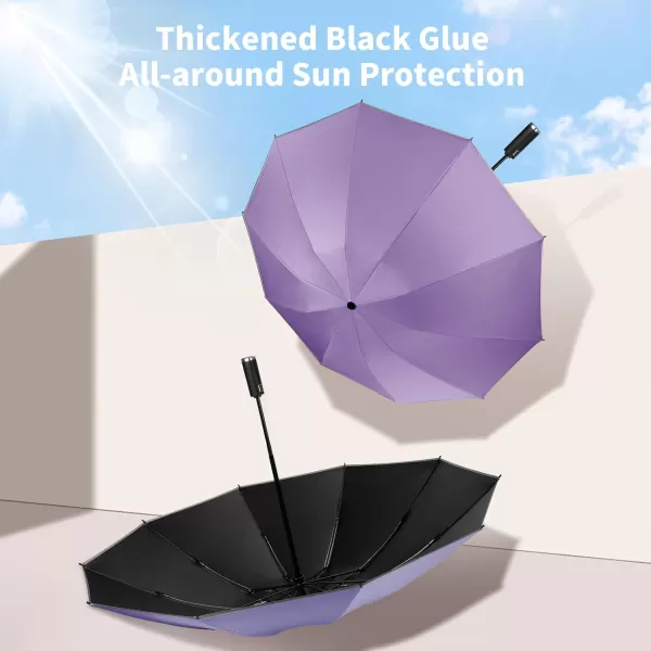 Yoobure Inverted Travel Umbrella Automatic Umbrellas for Rain Windproof Compact Umbrella with Reflective Stripe Folding Sun Umbrella UV Umbrella Portable Large Umbrella for Backpack LightweightPurple