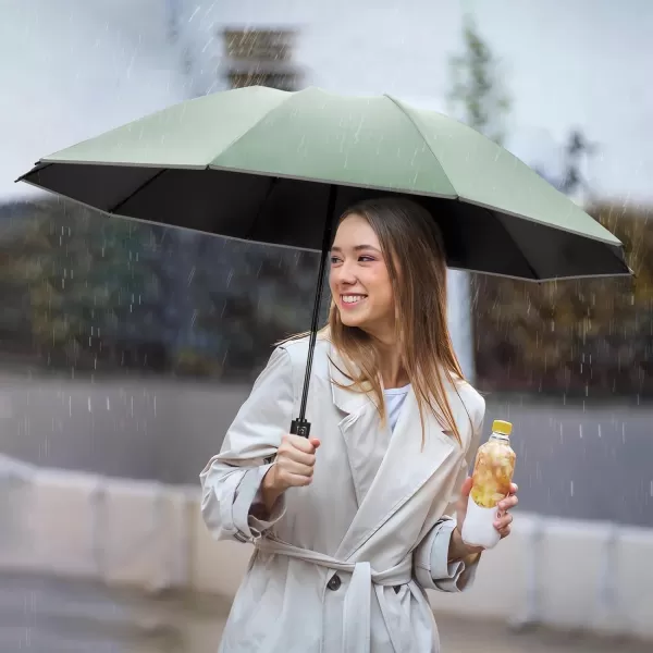 Yoobure Inverted Travel Umbrella Automatic Umbrellas for Rain Windproof Compact Umbrella with Reflective Stripe Folding Sun Umbrella UV Umbrella Portable Large Umbrella for Backpack LightweightMint Green