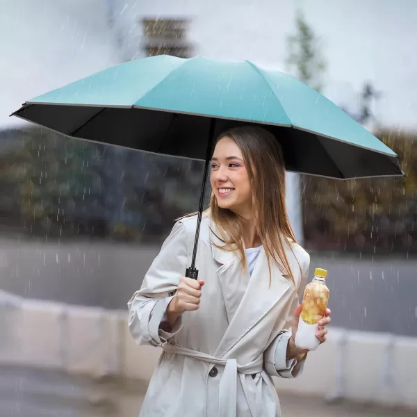 Yoobure Inverted Travel Umbrella Automatic Umbrellas for Rain Windproof Compact Umbrella with Reflective Stripe Folding Sun Umbrella UV Umbrella Portable Large Umbrella for Backpack LightweightSky Blue