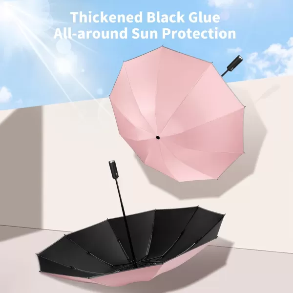 Yoobure Inverted Travel Umbrella Automatic Umbrellas for Rain Windproof Compact Umbrella with Reflective Stripe Folding Sun Umbrella UV Umbrella Portable Large Umbrella for Backpack LightweightPink