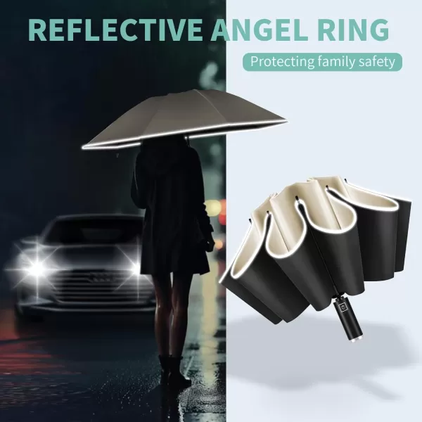 Yoobure Inverted Travel Umbrella Automatic Umbrellas for Rain Windproof Compact Umbrella with Reflective Stripe Folding Sun Umbrella UV Umbrella Portable Large Umbrella for Backpack LightweightYellow