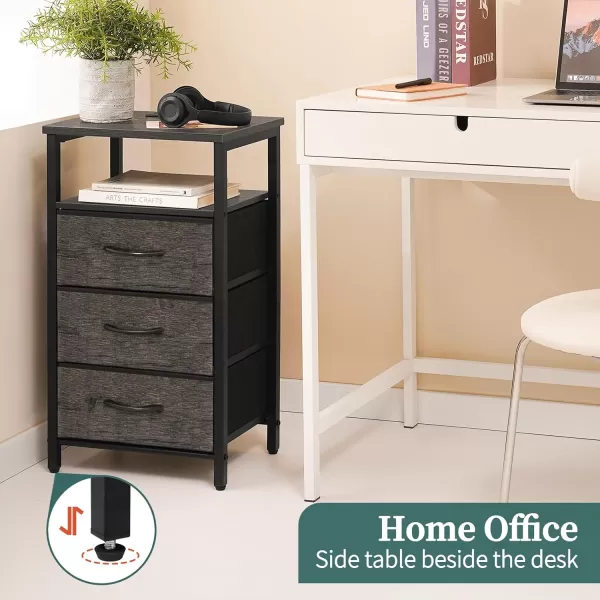 Yoobure Night Stand with Charging Station 16 Colors LED Nightstand with USB Ports and Outlets End Table with 3 Fabric Drawers and Storage Shelf Bedside Tables Small Dresser for Small Space BrownGrey