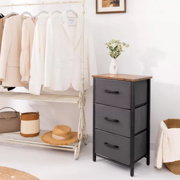 Yoobure Nightstand with 3 Fabric Drawers Storage Drawers Small Dresser for Bedroom Night Stands Bedside Tables Closet Drawers Dressers ampamp Chests Organizer Unit Fabric Dresser for Hallway College DormGrey