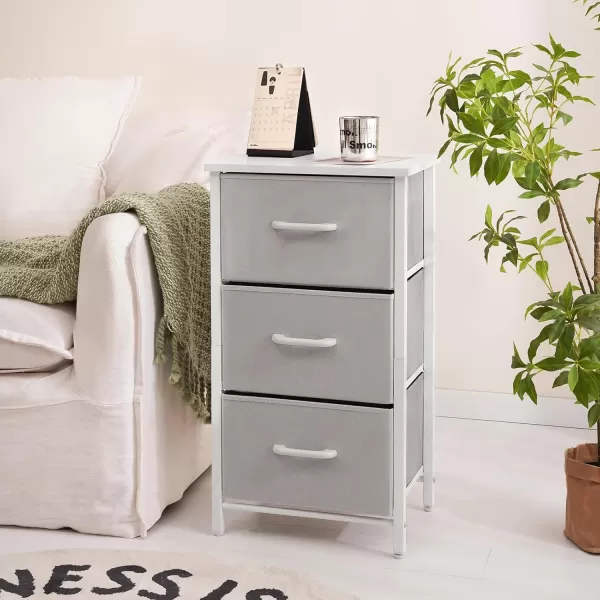 Yoobure Nightstand with 3 Fabric Drawers Storage Drawers Small Dresser for Bedroom Night Stands Bedside Tables Closet Drawers Dressers ampamp Chests Organizer Unit Fabric Dresser for Hallway College DormLight Grey