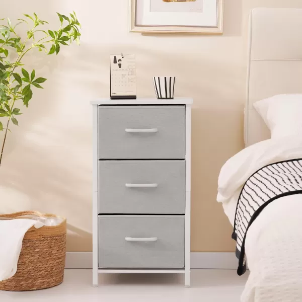 Yoobure Nightstand with 3 Fabric Drawers Storage Drawers Small Dresser for Bedroom Night Stands Bedside Tables Closet Drawers Dressers ampamp Chests Organizer Unit Fabric Dresser for Hallway College DormLight Grey