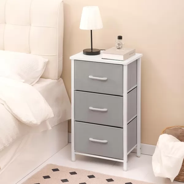 Yoobure Nightstand with 3 Fabric Drawers Storage Drawers Small Dresser for Bedroom Night Stands Bedside Tables Closet Drawers Dressers ampamp Chests Organizer Unit Fabric Dresser for Hallway College DormLight Grey