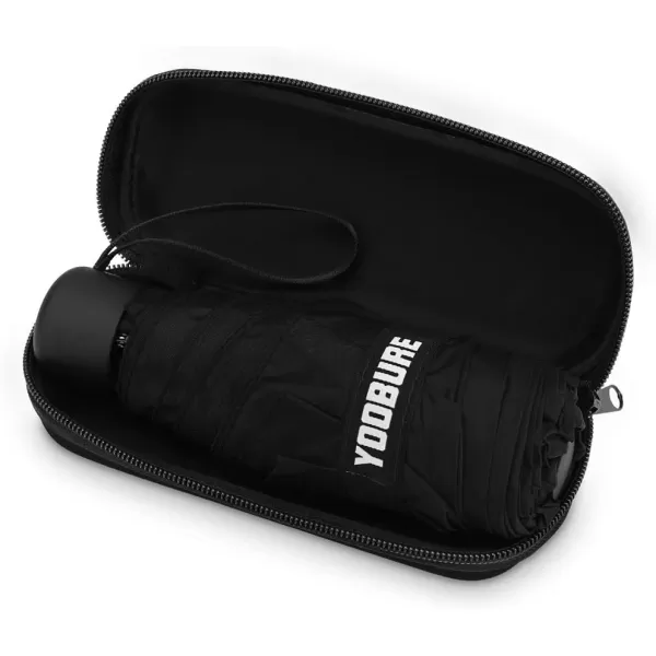Yoobure Small Mini Umbrella with Case Light Compact Design Perfect for Travel Lightweight Portable Parasol Outdoor SunampampRain UmbrellasBlack