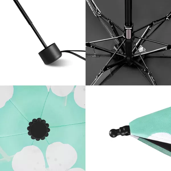 Yoobure Small Mini Umbrella with Case Light Compact Design Perfect for Travel Lightweight Portable Parasol Outdoor SunampampRain UmbrellasBlue Peach Blossom