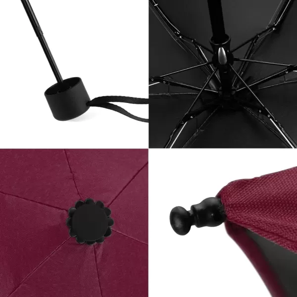 Yoobure Small Mini Umbrella with Case Light Compact Design Perfect for Travel Lightweight Portable Parasol Outdoor SunampampRain UmbrellasBurgundy Red