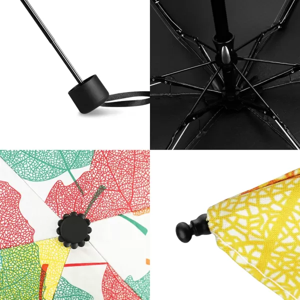 Yoobure Small Mini Umbrella with Case Light Compact Design Perfect for Travel Lightweight Portable Parasol Outdoor SunampampRain UmbrellasColorful Leaf