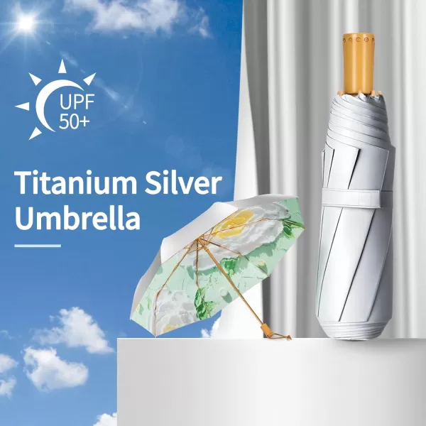 Yoobure Small Mini Umbrella with Case Light Compact Design Perfect for Travel Lightweight Portable Parasol Outdoor SunampampRain UmbrellasDaisy