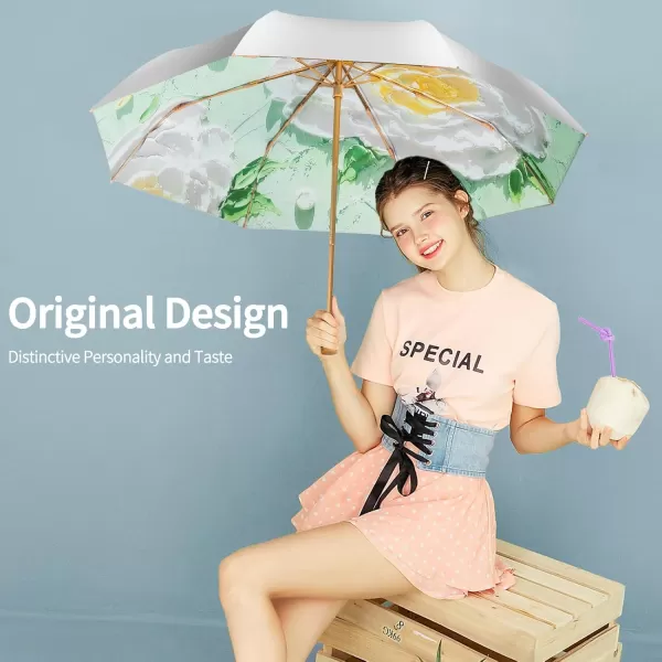 Yoobure Small Mini Umbrella with Case Light Compact Design Perfect for Travel Lightweight Portable Parasol Outdoor SunampampRain UmbrellasDaisy