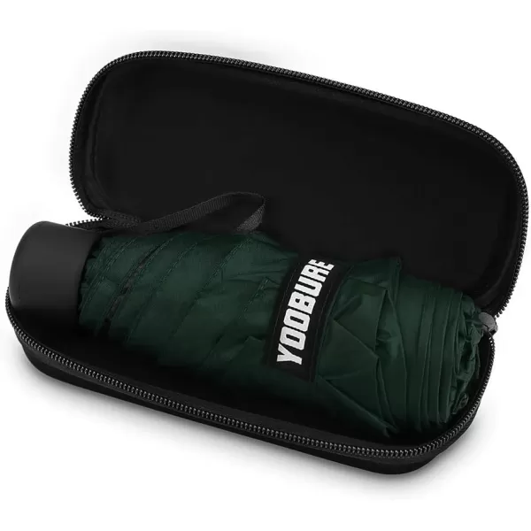 Yoobure Small Mini Umbrella with Case Light Compact Design Perfect for Travel Lightweight Portable Parasol Outdoor SunampampRain UmbrellasDark Green