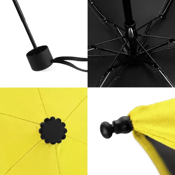 Yoobure Small Mini Umbrella with Case Light Compact Design Perfect for Travel Lightweight Portable Parasol Outdoor SunampampRain UmbrellasLemon Yellow