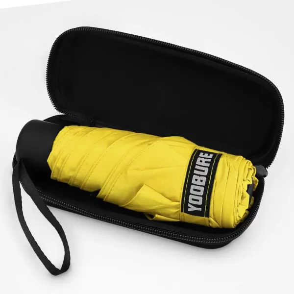 Yoobure Small Mini Umbrella with Case Light Compact Design Perfect for Travel Lightweight Portable Parasol Outdoor SunampampRain UmbrellasLemon Yellow