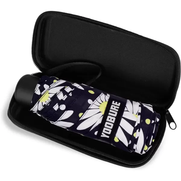Yoobure Small Mini Umbrella with Case Light Compact Design Perfect for Travel Lightweight Portable Parasol Outdoor SunampampRain UmbrellasLittle Daisy