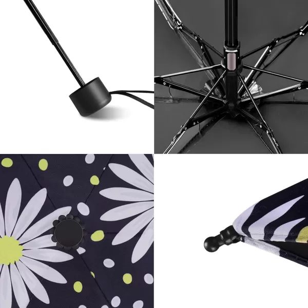 Yoobure Small Mini Umbrella with Case Light Compact Design Perfect for Travel Lightweight Portable Parasol Outdoor SunampampRain UmbrellasLittle Daisy