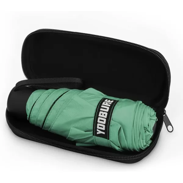 Yoobure Small Mini Umbrella with Case Light Compact Design Perfect for Travel Lightweight Portable Parasol Outdoor SunampampRain UmbrellasMint Green