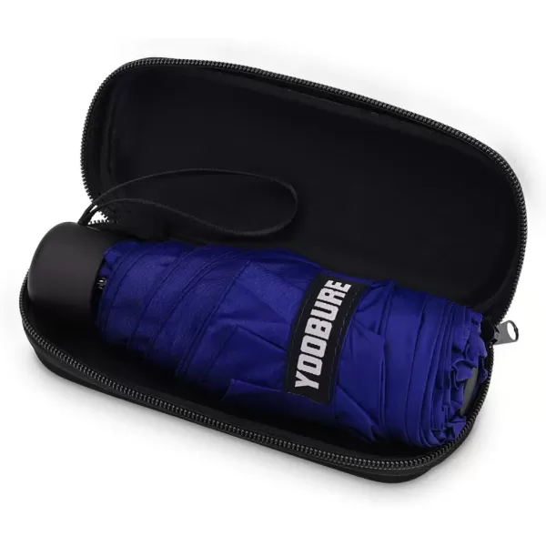 Yoobure Small Mini Umbrella with Case Light Compact Design Perfect for Travel Lightweight Portable Parasol Outdoor SunampampRain UmbrellasNavy Blue