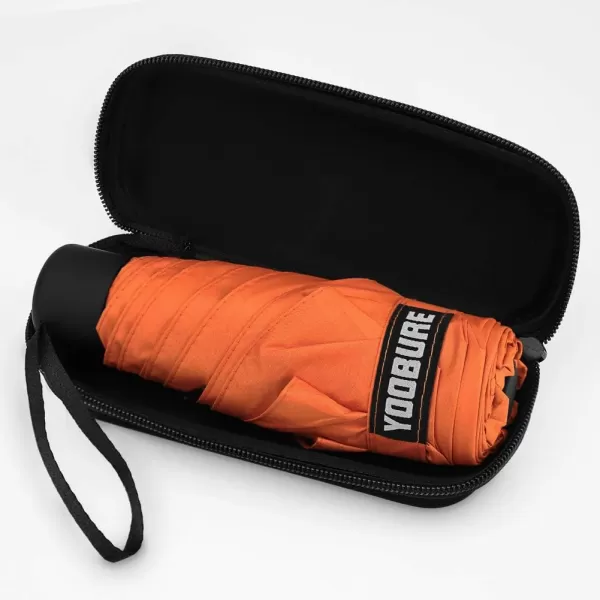 Yoobure Small Mini Umbrella with Case Light Compact Design Perfect for Travel Lightweight Portable Parasol Outdoor SunampampRain UmbrellasOrange