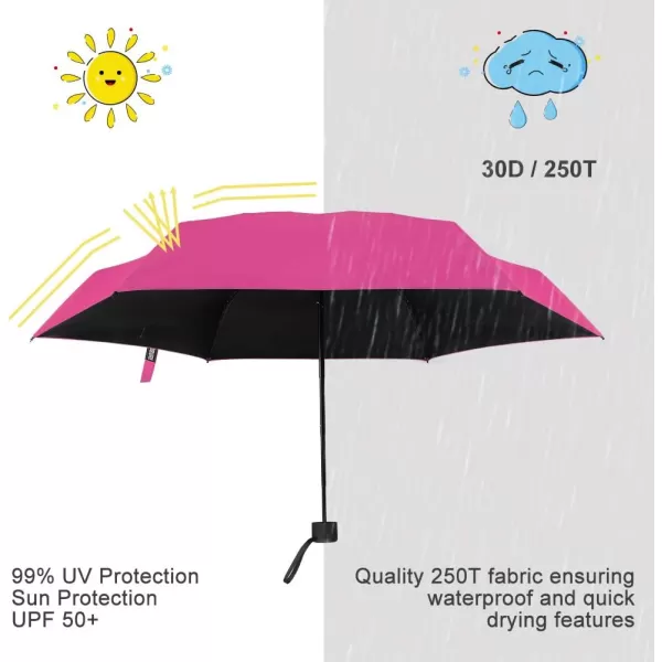 Yoobure Small Mini Umbrella with Case Light Compact Design Perfect for Travel Lightweight Portable Parasol Outdoor SunampampRain UmbrellasPink