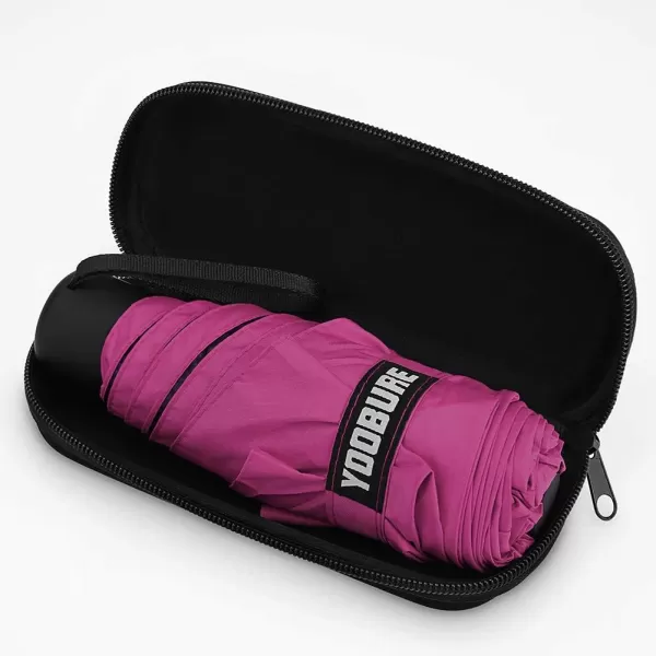 Yoobure Small Mini Umbrella with Case Light Compact Design Perfect for Travel Lightweight Portable Parasol Outdoor SunampampRain UmbrellasPink