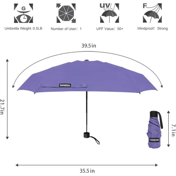 Yoobure Small Mini Umbrella with Case Light Compact Design Perfect for Travel Lightweight Portable Parasol Outdoor SunampampRain UmbrellasPurple