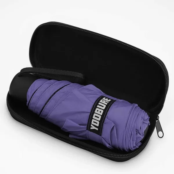Yoobure Small Mini Umbrella with Case Light Compact Design Perfect for Travel Lightweight Portable Parasol Outdoor SunampampRain UmbrellasPurple