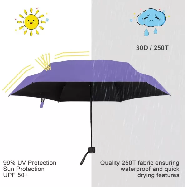 Yoobure Small Mini Umbrella with Case Light Compact Design Perfect for Travel Lightweight Portable Parasol Outdoor SunampampRain UmbrellasPurple
